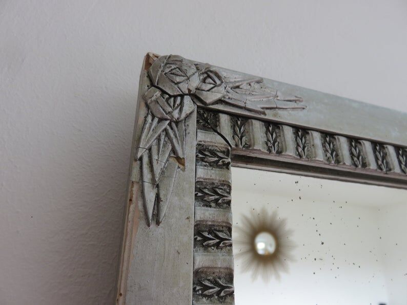 Art Deco mirror in silver wood 30/40 years