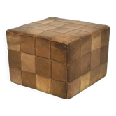 Tabouret en cuir patchwork De Sede, pouf, ottoman, Suisse, années 1970.
