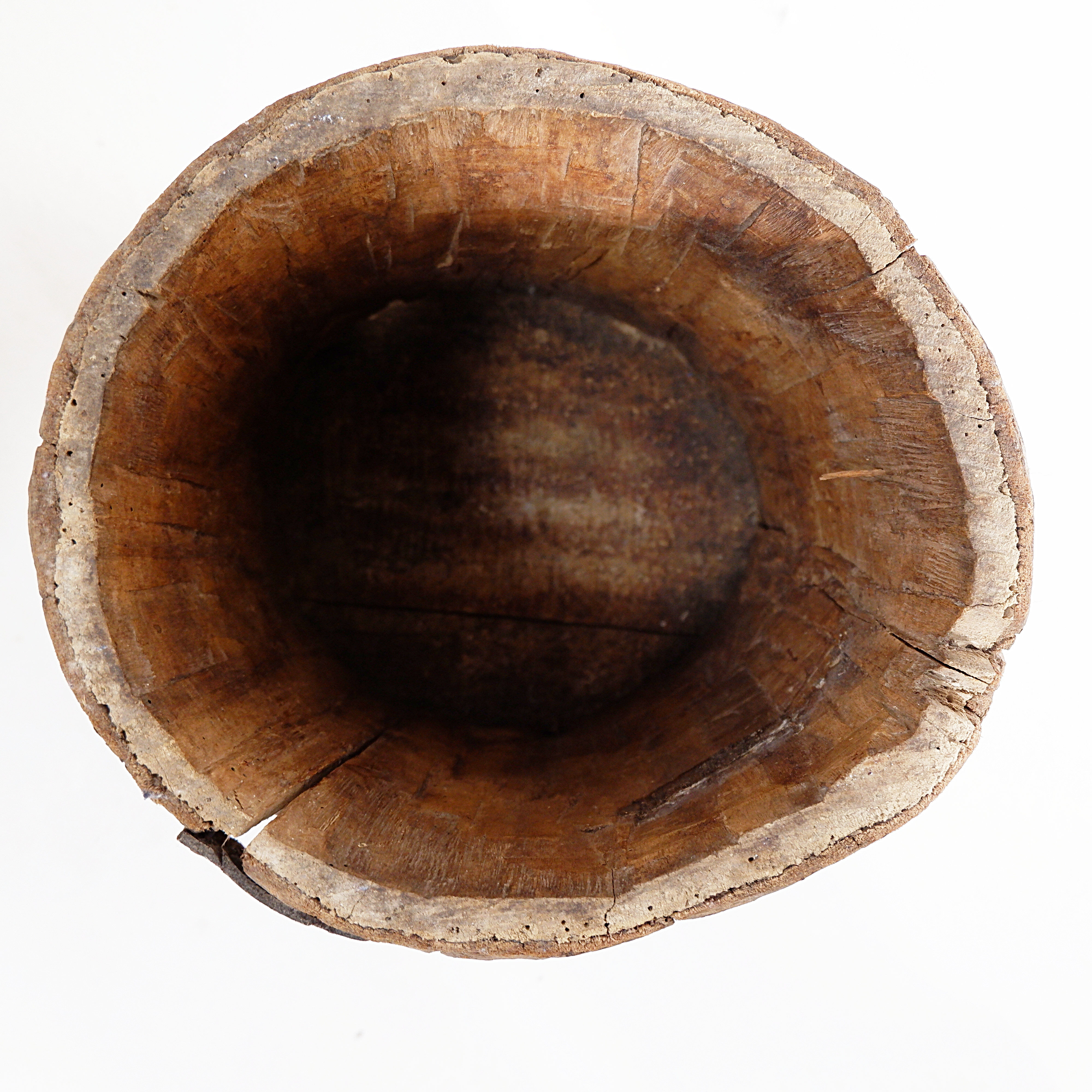 Set of 2 primitive wooden pots - late 19th century