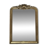 Miroir Louis-Philippe à fronton et perlé 135/98,5cm feuille d’or,