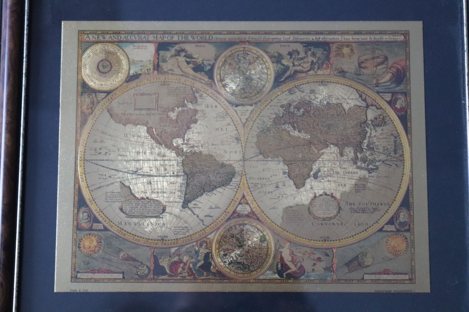 Vintage world map frame