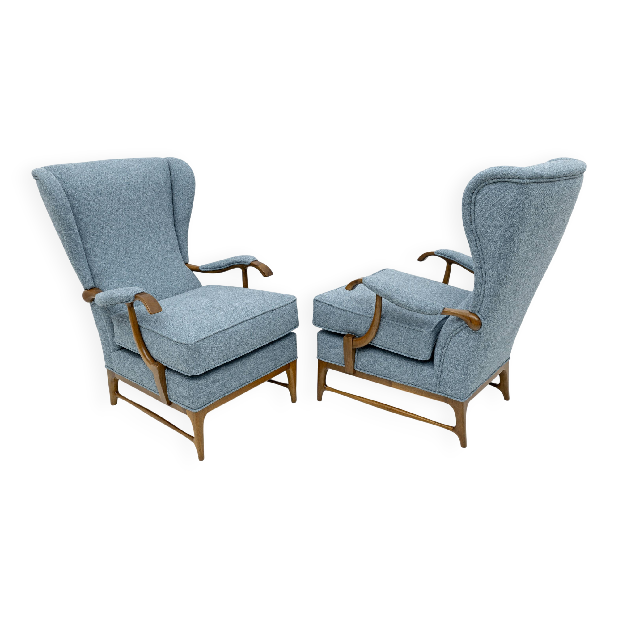 Pair of Paolo Buffa Mid-Century Modern Italian Bouclè Armchairs by Framar