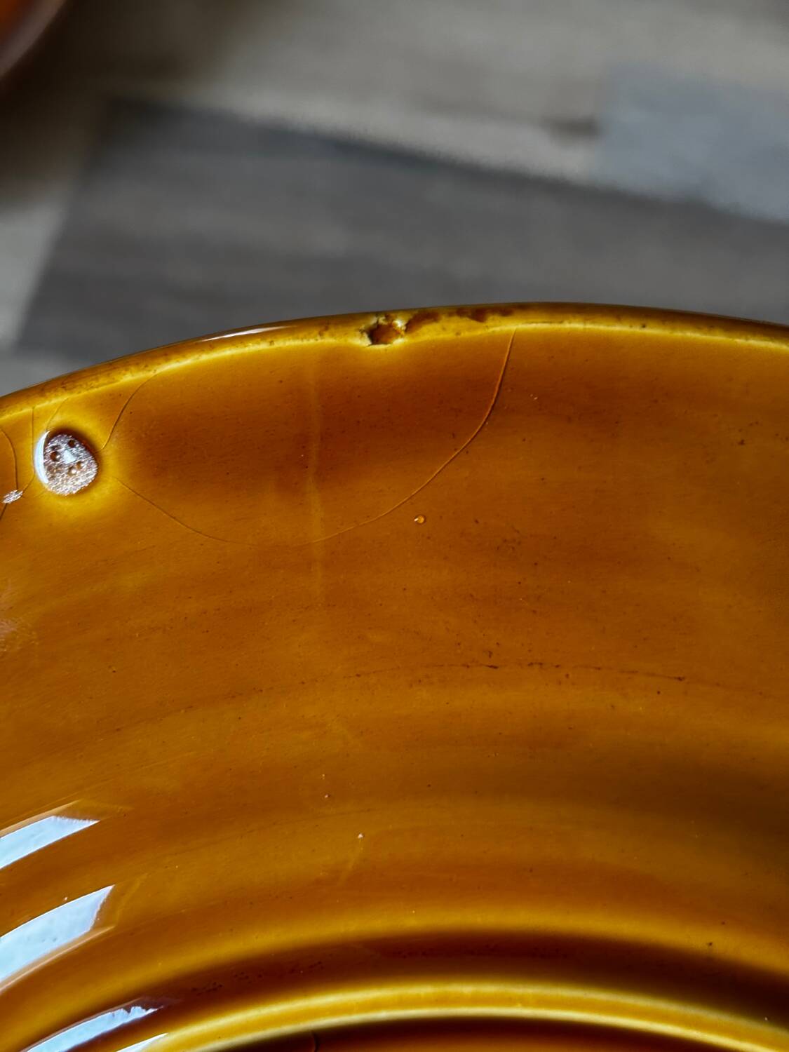 Vintage set of 6 large brown Luneville plates