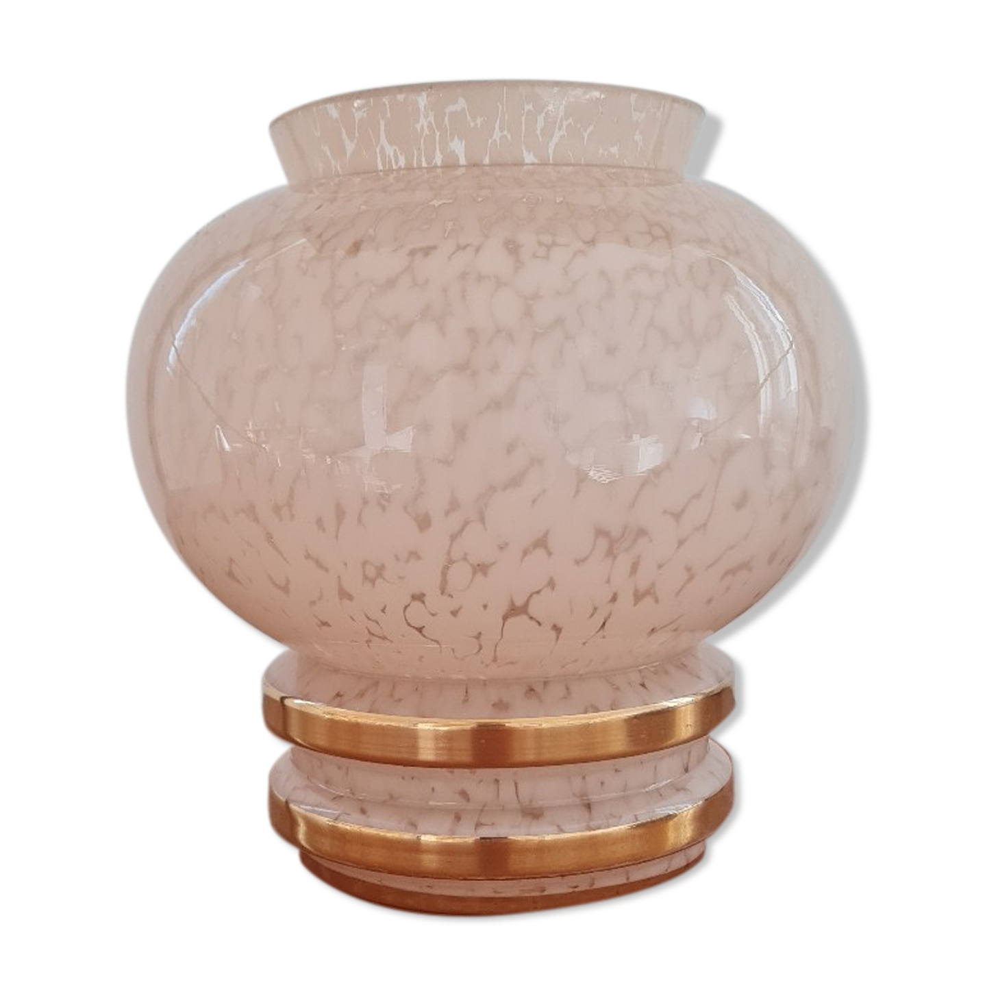 Glass vase of pink clicy 1950