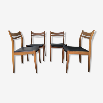 Série de 4 chaises scandinaves palissandre