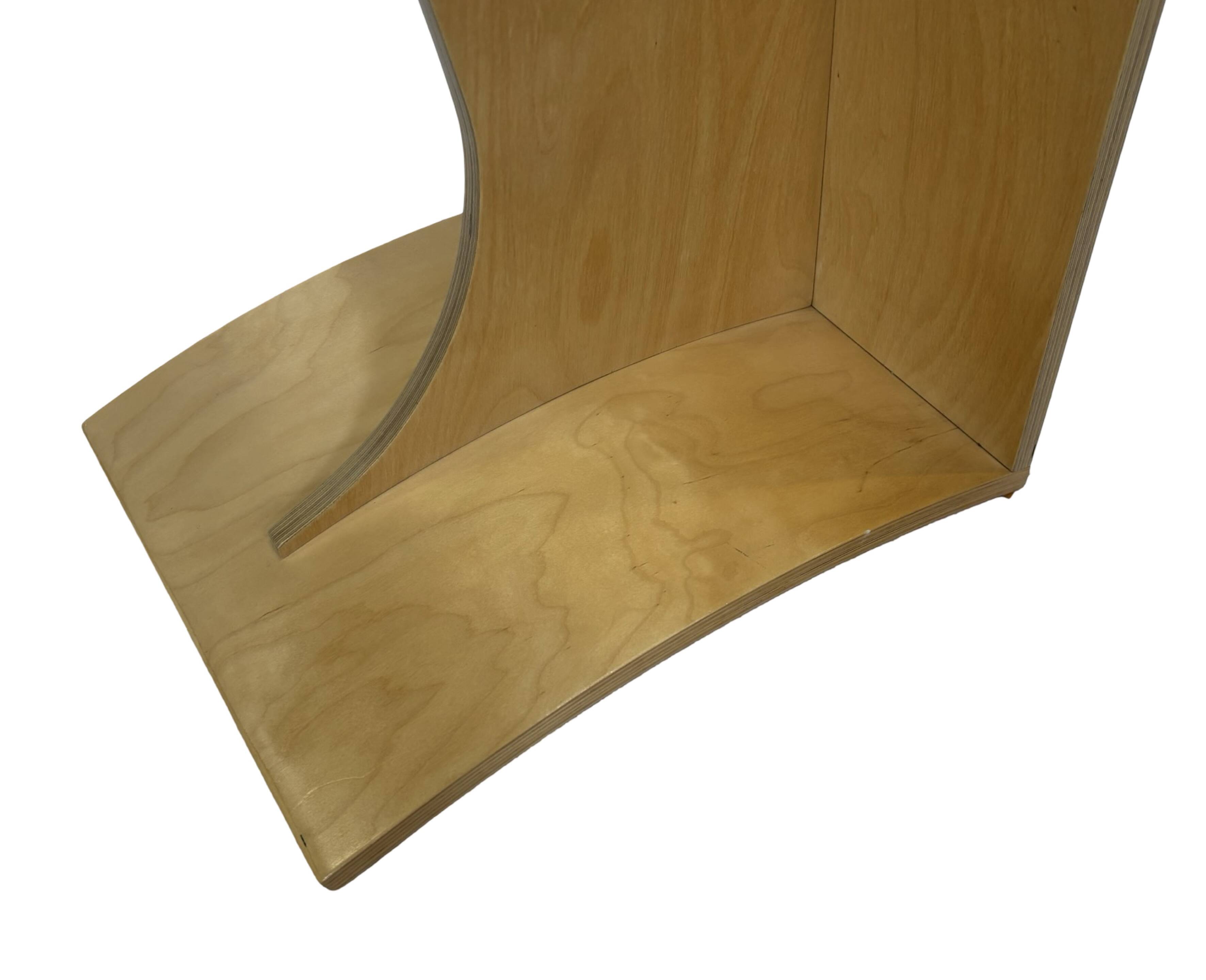 Vintage side table 80s curved plywood minimalist design