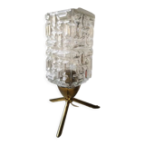 Lampe à poser tripode globe rectangle verre epais 100% 1970 vintage
