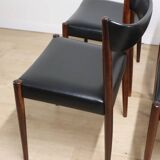 Série de 4 chaises scandinave Danemark en palissandre et skaï, 1960