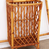 French Bamboo wall coat rack with large mirror, 1960