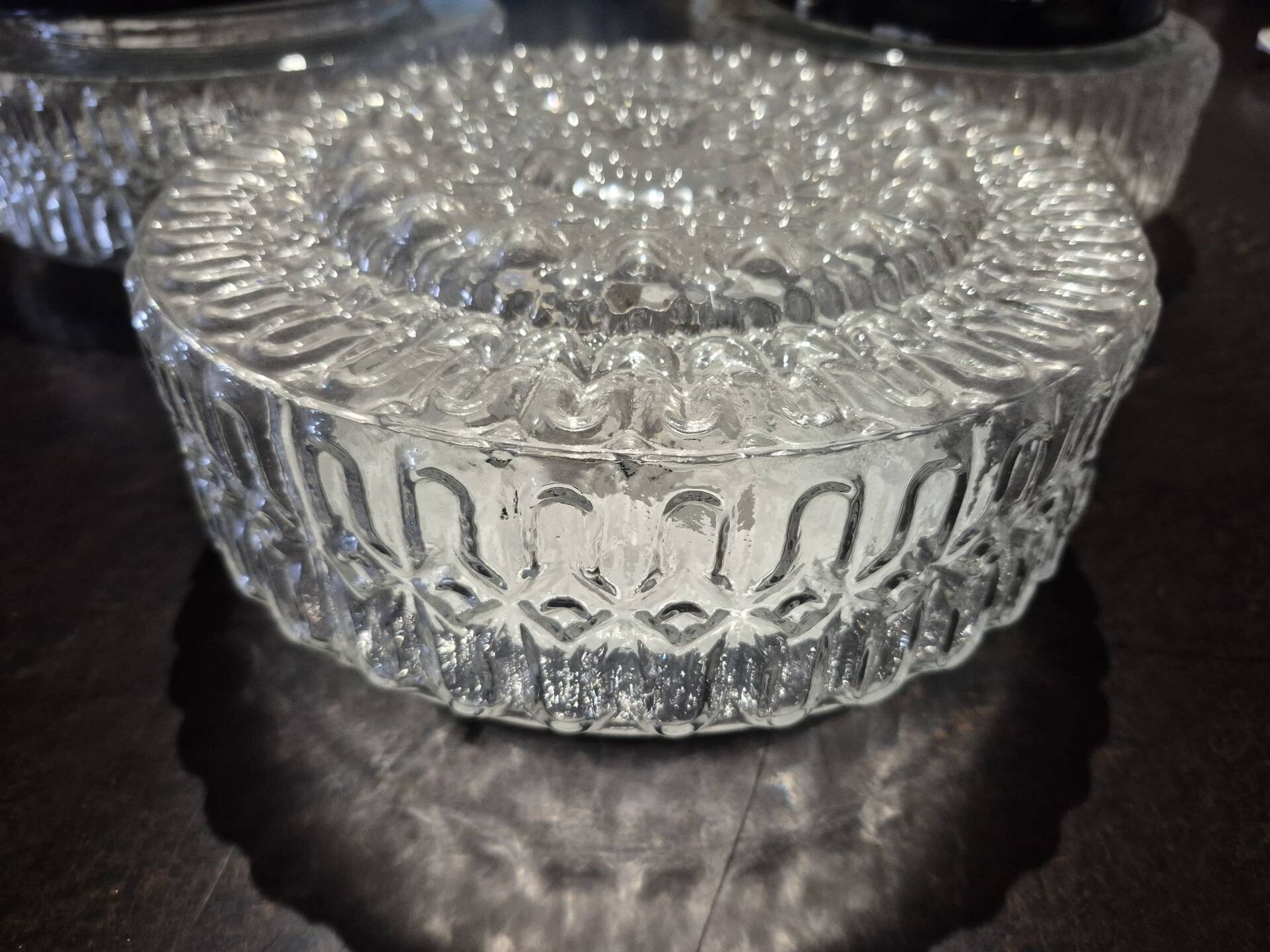 Ensemble 3 - lampe murale plafond ø 24 cm en verre moulé des années 1960