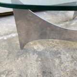 Table basse en verre et métal