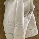 VR monogrammed cotton and linen sheet, 1900s