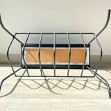 Table d'appoint range vinyles vintage métal marbre
