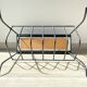 Table d'appoint range vinyles vintage métal marbre