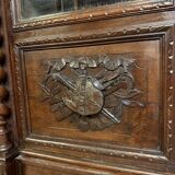 Renaissance style hunting lodge library in carved oak circa