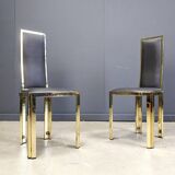 Vintage french brass dining chairs, set of 6 - 1970s