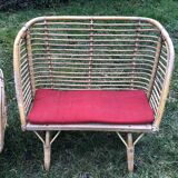 Bamboo rattan benches for kids vintage 60s