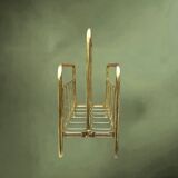 Vintage gold metal magazine rack – minimalist design – 1970s