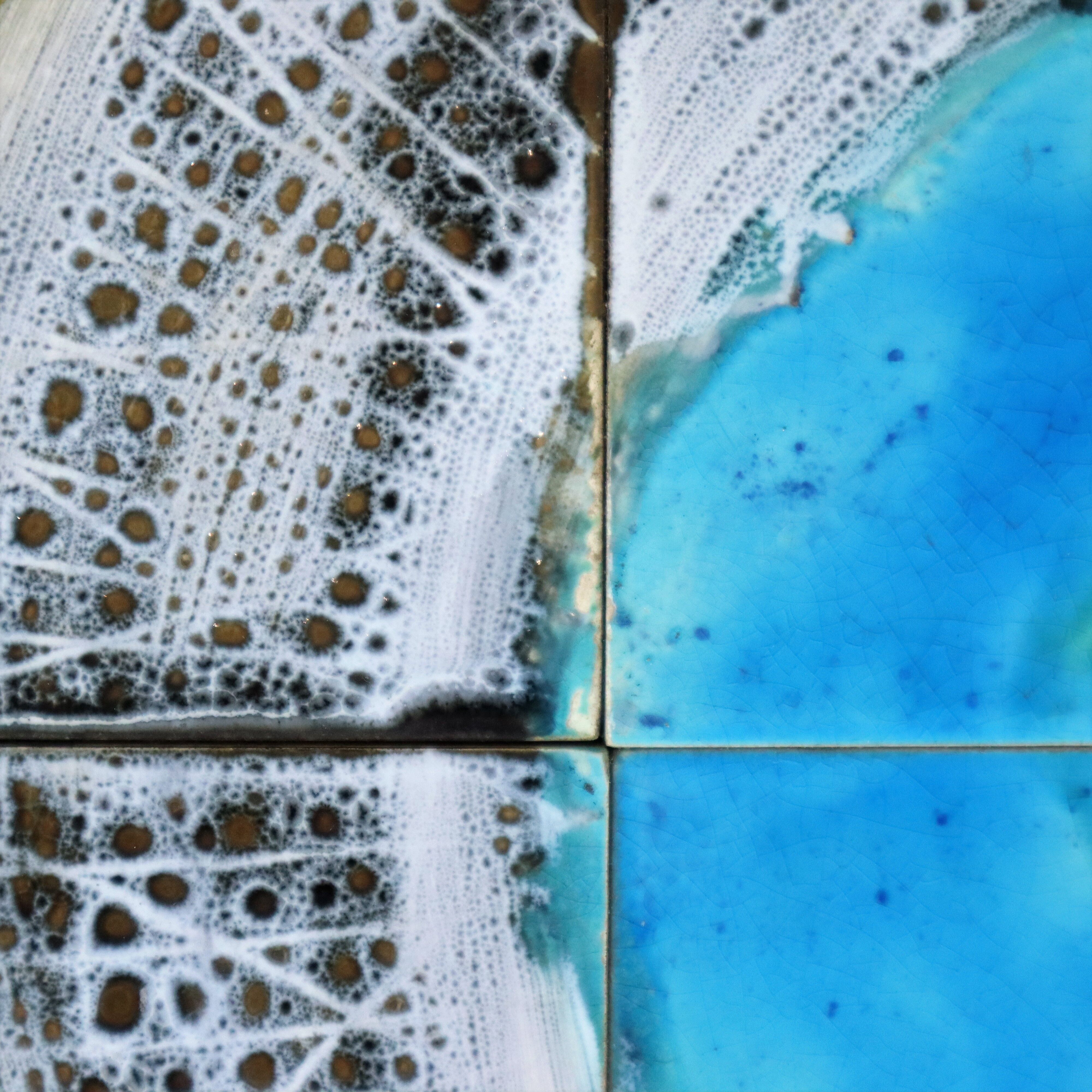 Coffee table tile table ceramic space age sixties turquoise italy 110cm