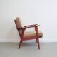 Fauteuil danois en teck et tissu beige