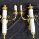 2 gilt bronze empire restoration porcelain wall lights sconces
