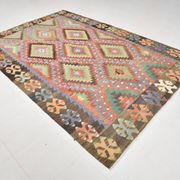 7x10 Multicolor Vintage Kilim Rug, Pattern Kilim Rug, 207x311 cm