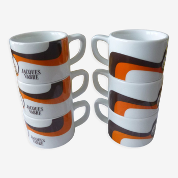 6 advertising coffee cups 70s Jacques Vabre
