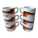 6 advertising coffee cups 70s Jacques Vabre