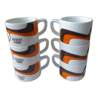 6 tasses à café publicitaire années 70 Jacques Vabre