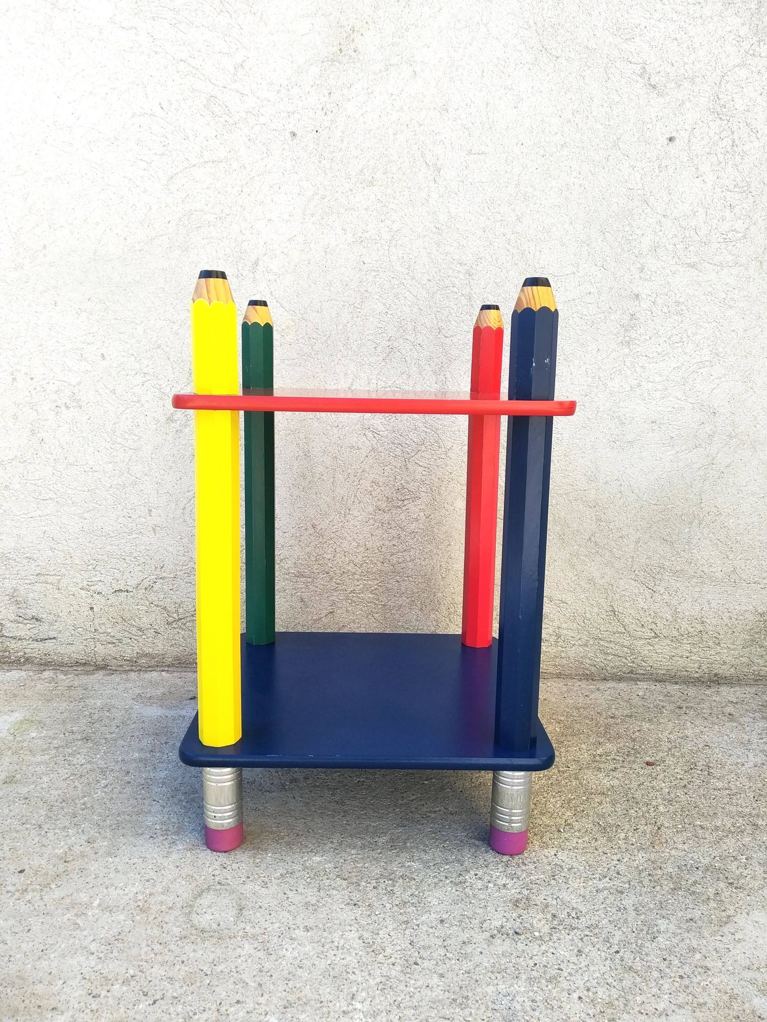 Pierre Sala pencil bedside table Clairefontaine collection 1980s