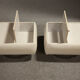 Pair of 70s white leather bedsides