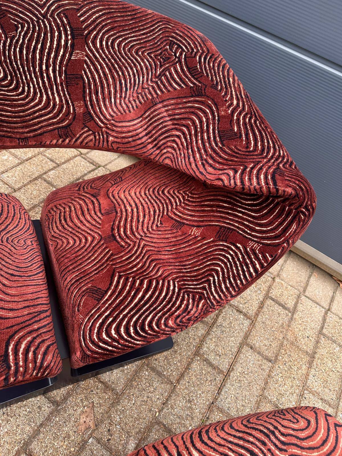 Artifort Ribbon chair by Pierre Paulin + Ottoman, Pierre Frey fabric