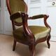 Mahogany Napoleon III Armchair with Carved Grapes  Decoration on Top, 1870s