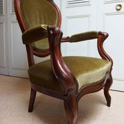 Mahogany Napoleon III Armchair with Carved Grapes  Decoration on Top, 1870s