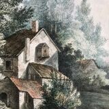 Secret conversation in a hamlet, watercolor