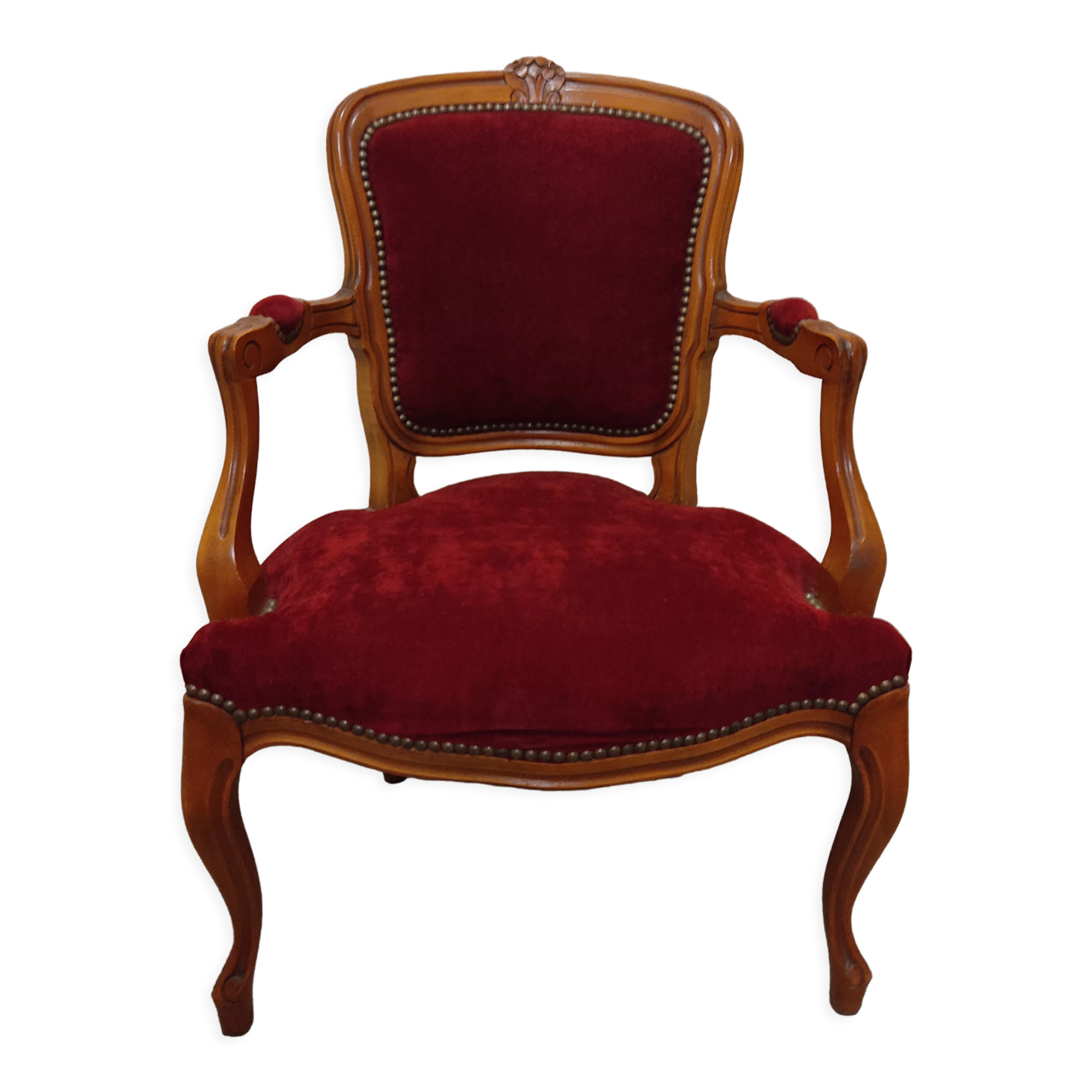 Ancien fauteuil style Louis Philippe bois velours