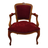 Old armchair style Louis Philippe velvet wood