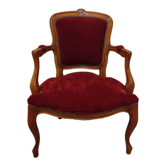 Old armchair style Louis Philippe velvet wood