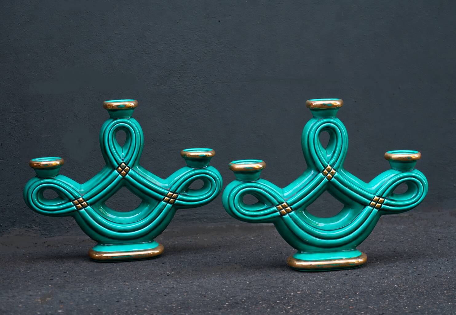 Pair of candlesticks from the 1940s Art Deco period.