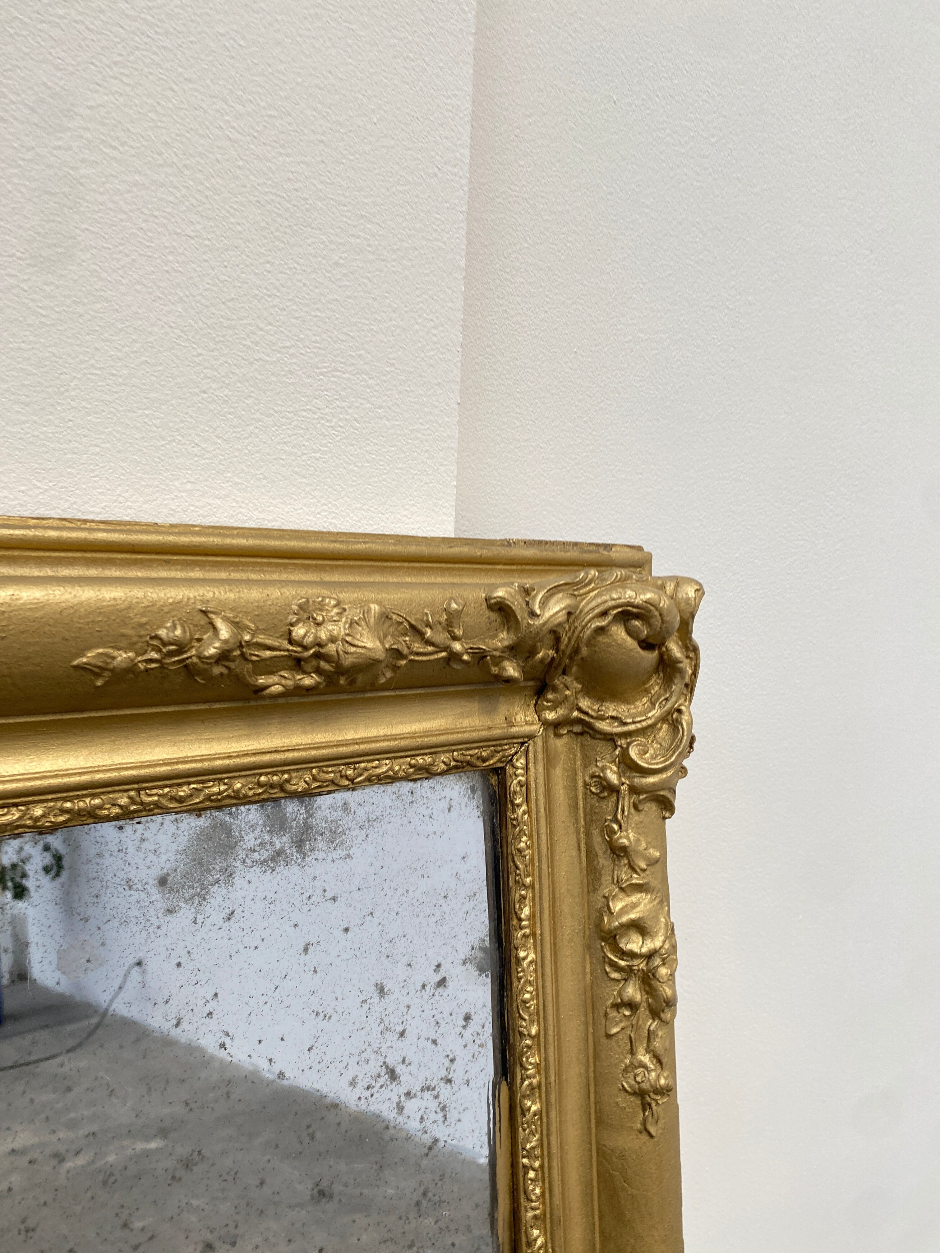 Wooden Stucco and Gilded Mirror, Height 115cm, 19th Century, France
