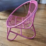 Pink rattan children's armchair