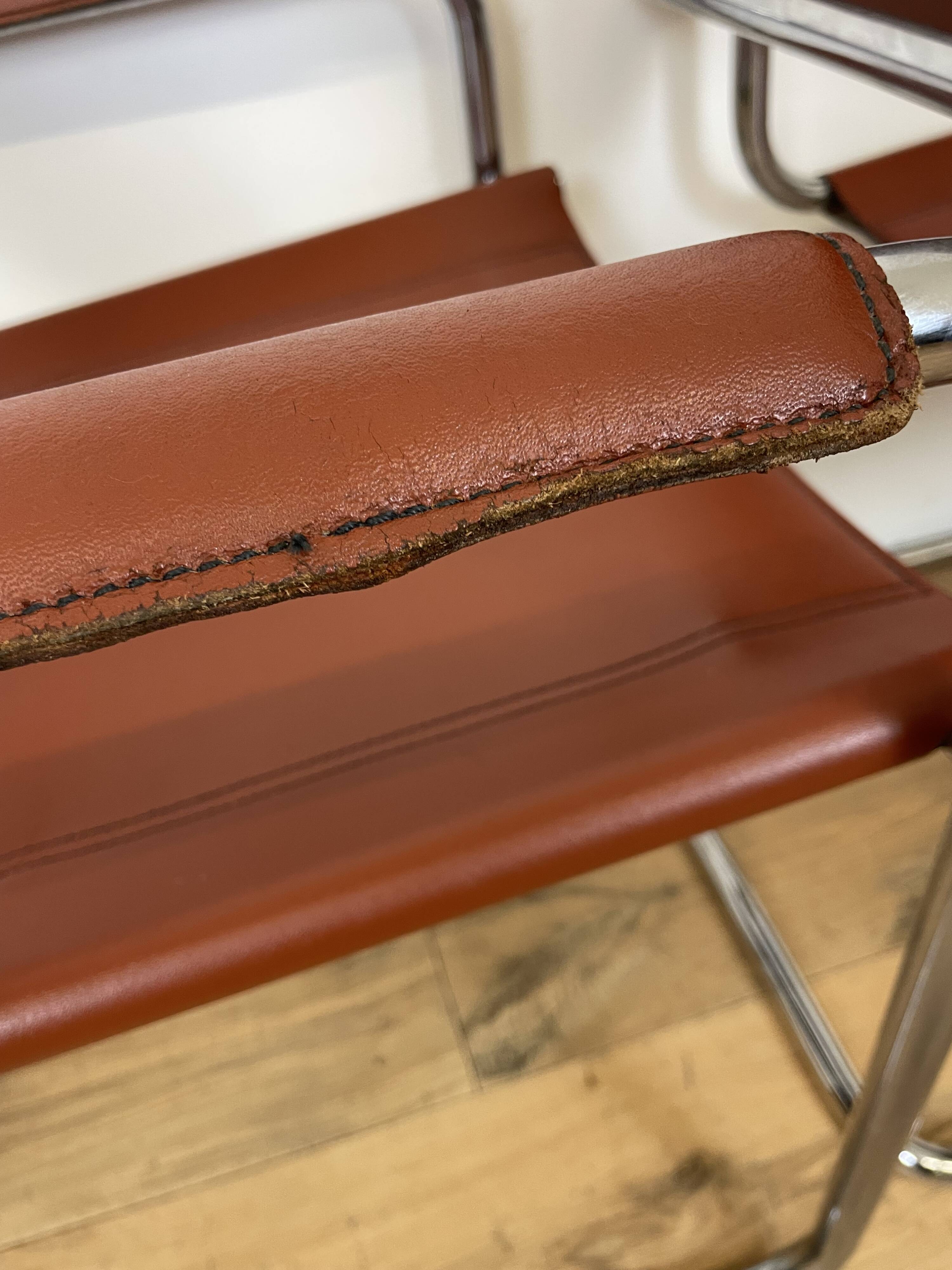 Set of 3 MG5 Grassi style armchairs from the 70s