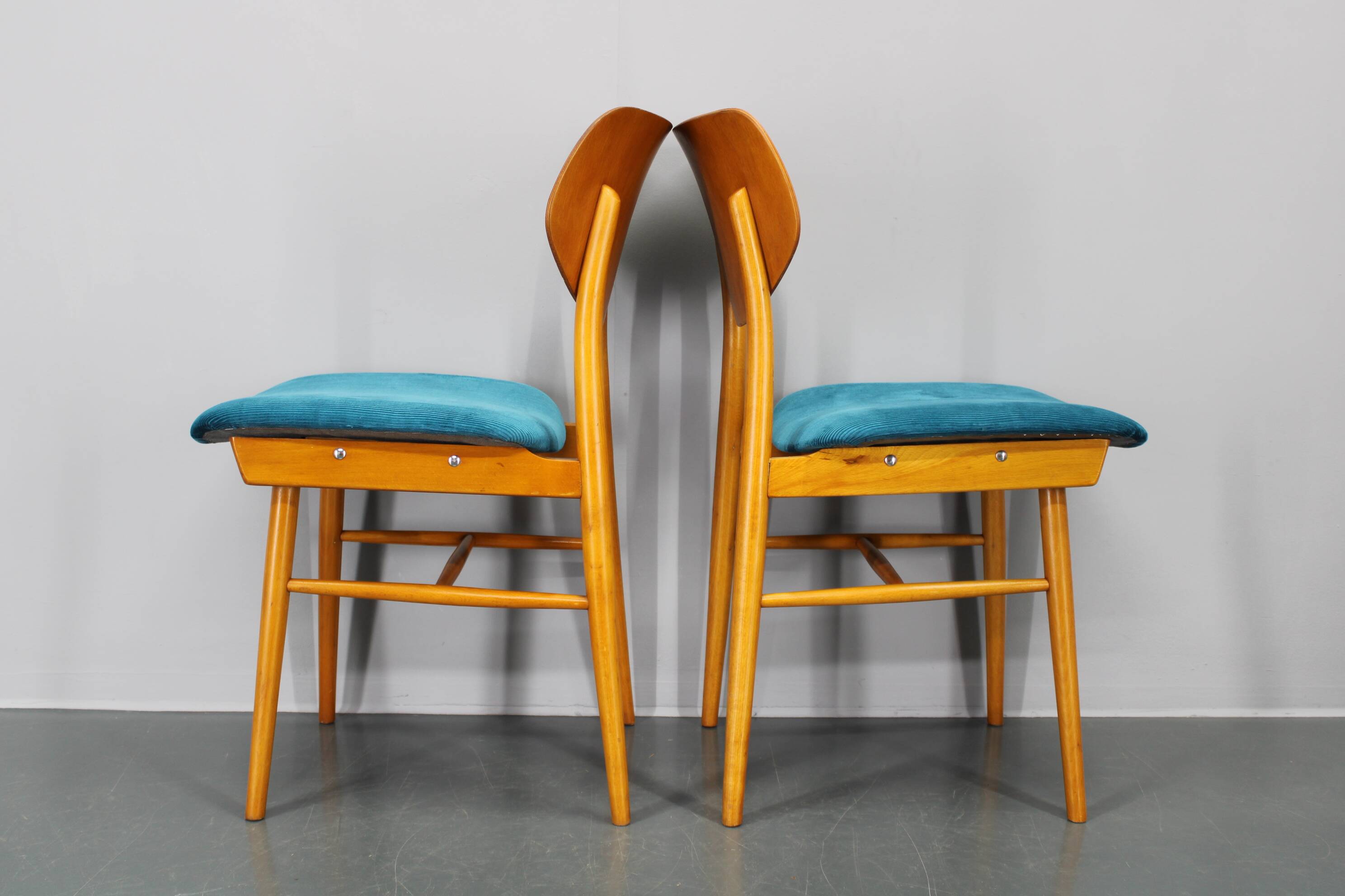 1970s Set of Four Beech Dining Chairs by TON, Czechoslovakia