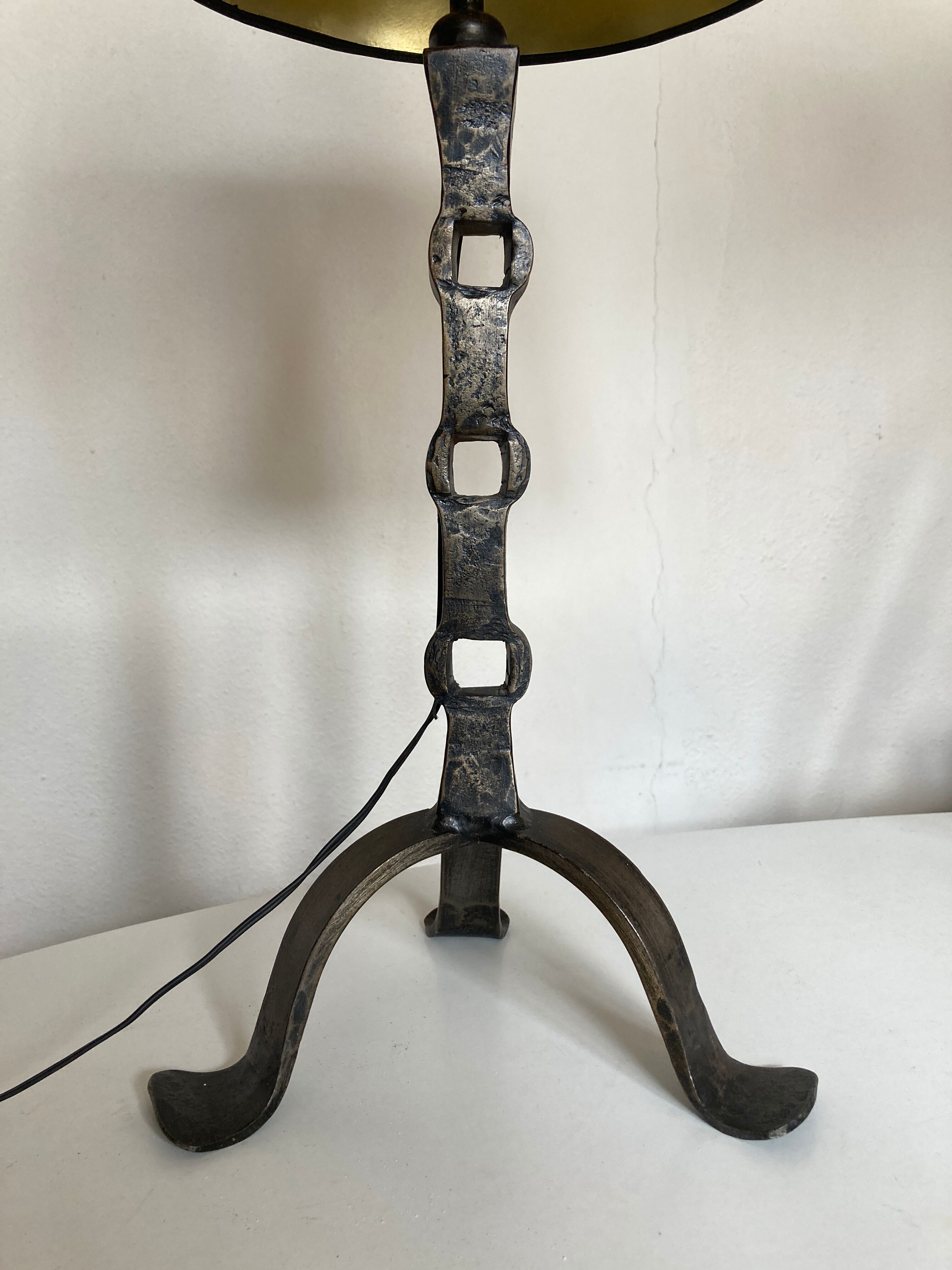 Beaten iron lamp 1970 brutalist