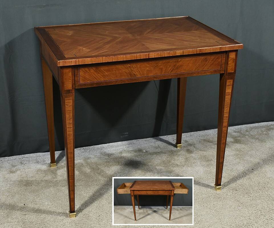 Small Marquetry Desk Table, Louis XVI style – 2nd part of the 19th century