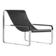 Contemporary Artisan Chaise Longue in aged silver steel and black leather