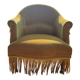 Fauteuil Crapaud Vintage en Velours Moutarde à franges