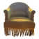 Fauteuil Crapaud Vintage en Velours Moutarde à franges
