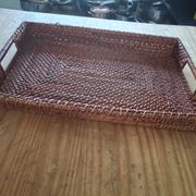 Large vintage woven rattan/tray – serving tray