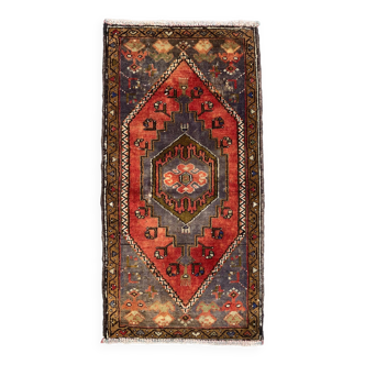 Small Vintage Turkish Rug 108x55 cm, Short Runner, Tribal, Shabby, Mini Carpet